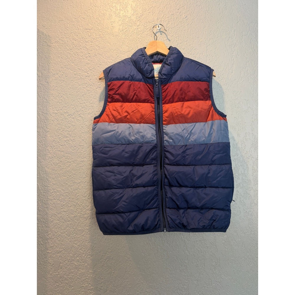 Thereabouts Boys Navy Blue Red Colorblock Puffer Vest L 14/16 Husky Zip Up